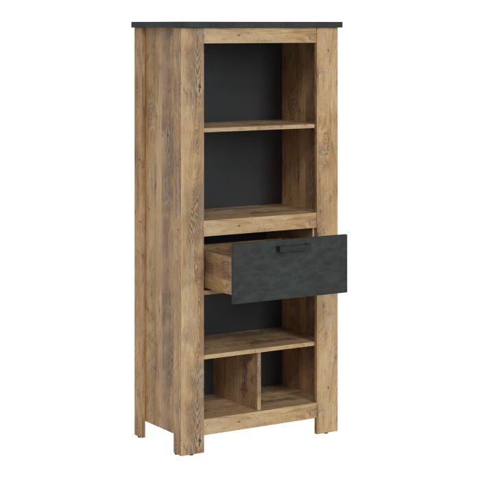Rapallo 1 drawer bookcase in Chestnut and Matera Grey - UK