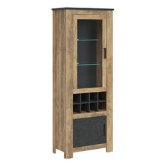 Rapallo 2 door display cabinet with wine rack in Chestnut and Matera Grey - UK - Furniture One Shop