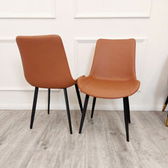 Remus Tan Leather Dining Chairs in Pair