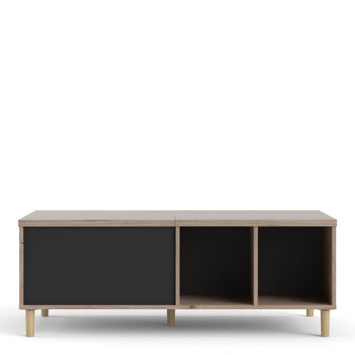 Rome Coffee Table with sliding top in Jackson Hickory Oak with Matt Black - UK