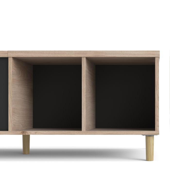 Rome Coffee Table with sliding top in Jackson Hickory Oak with Matt Black - UK