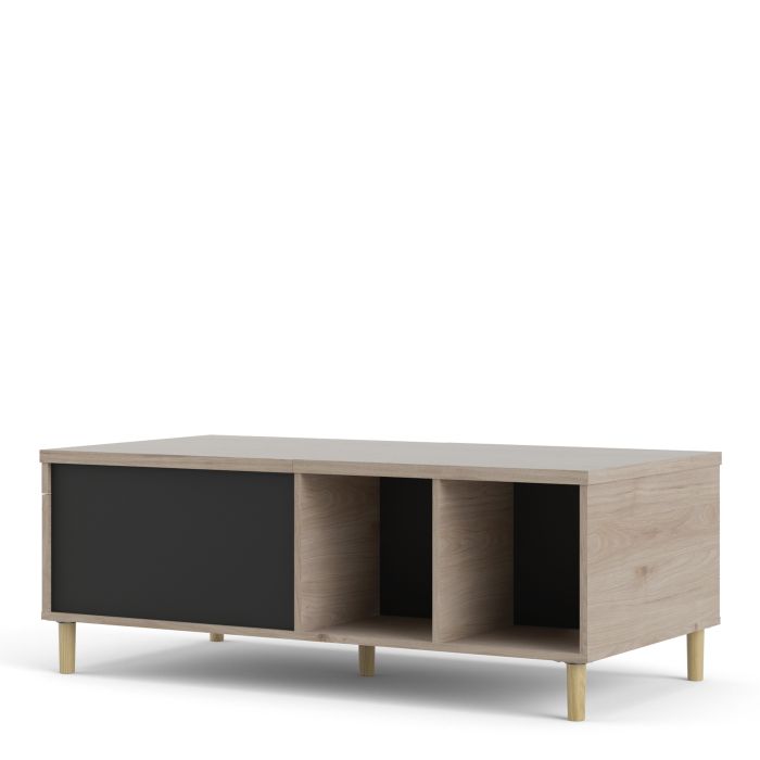 Rome Coffee Table with sliding top in Jackson Hickory Oak with Matt Black - UK