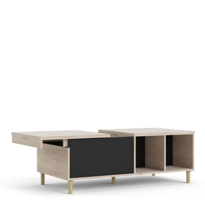 Rome Coffee Table with sliding top in Jackson Hickory Oak with Matt Black - UK