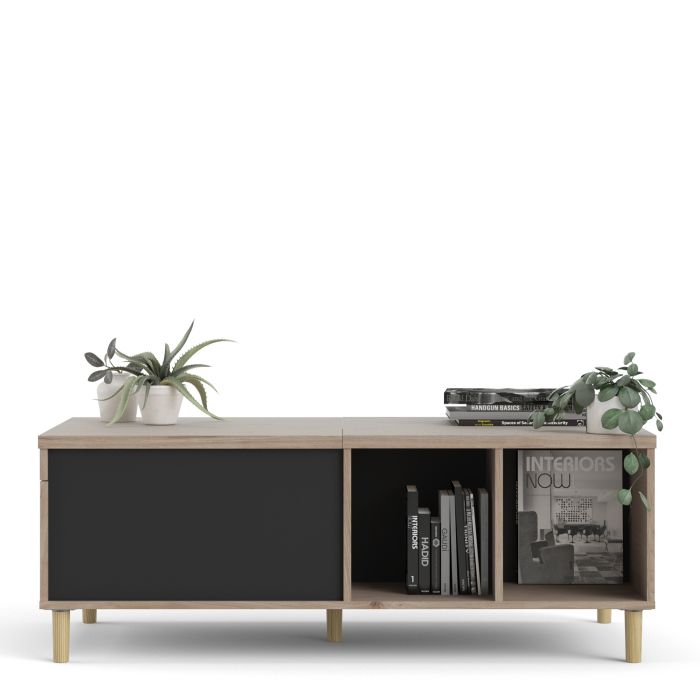 Rome Coffee Table with sliding top in Jackson Hickory Oak with Matt Black - UK