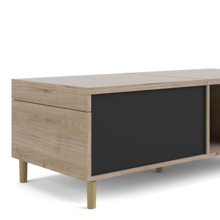 Rome Coffee Table with sliding top in Jackson Hickory Oak with Matt Black - UK