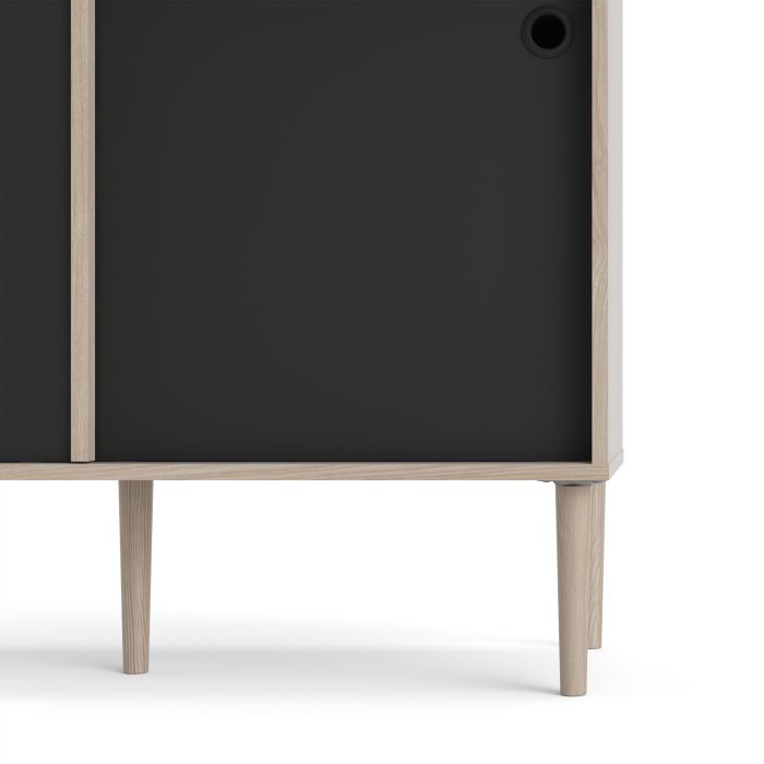 Rome Sideboard 2 Sliding Doors + 2 Drawers in Jackson Hickory Oak with Matt Black - UK