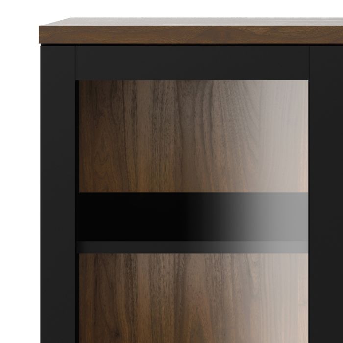 Roomers Display Cabinet Glazed 2 Doors in Black and Walnut - UK