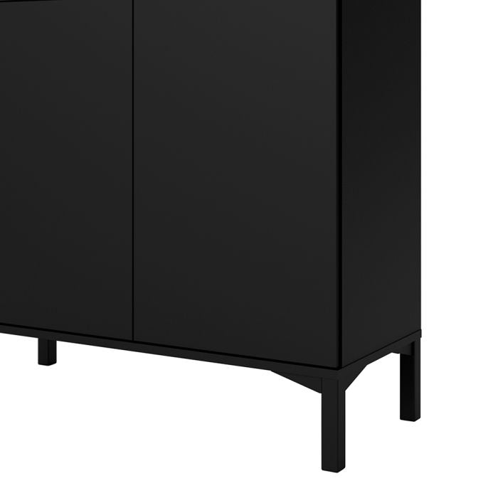 Roomers Sideboard 2 Door 1 Drawer in Black and Walnut - UK