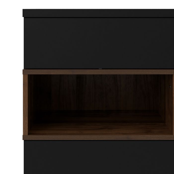 Roomers Sideboard 2 Door 1 Drawer in Black and Walnut - UK