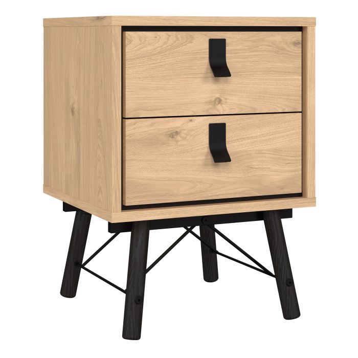 Ry Bedside Cabinet 2 Drawer in Jackson Hickory Oak - UK