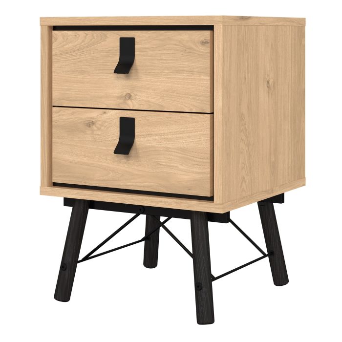 Ry Bedside Cabinet 2 Drawer in Jackson Hickory Oak - UK