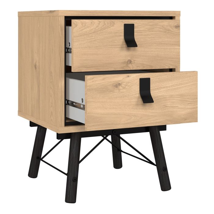 Ry Bedside Cabinet 2 Drawer in Jackson Hickory Oak - UK