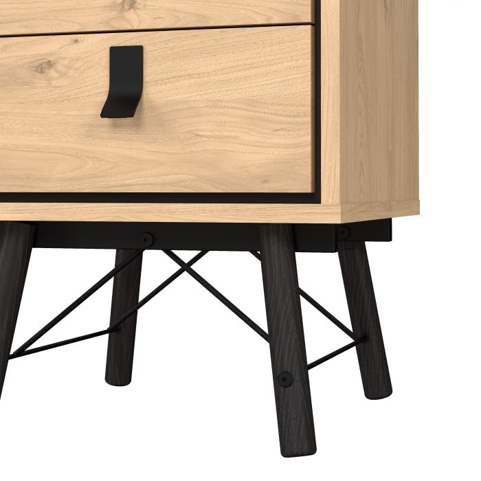 Ry Bedside Cabinet 2 Drawer in Jackson Hickory Oak - UK