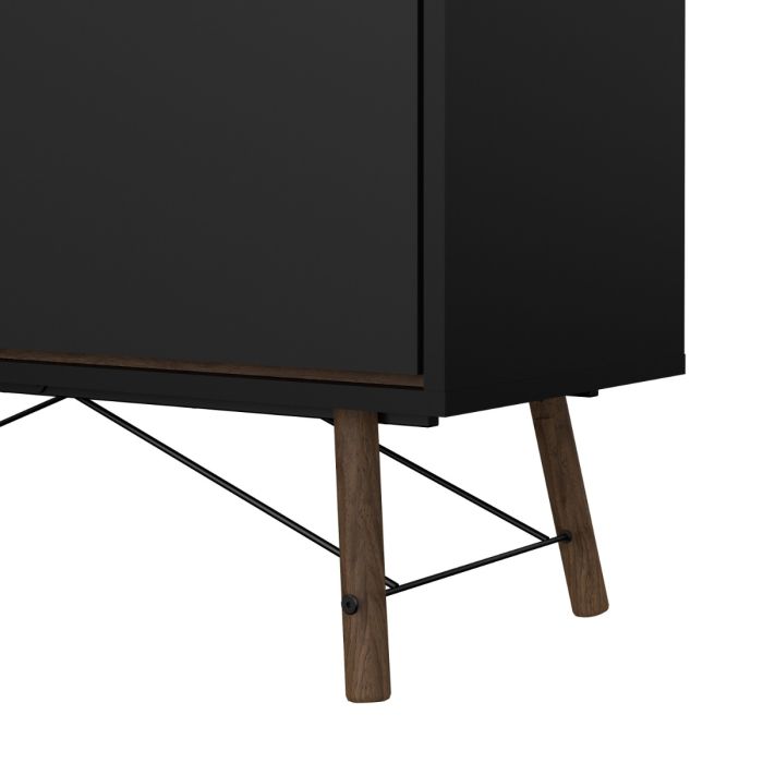 Ry China cabinet 1 door + 1 glass door + 1 drawer in Matt Black Walnut - UK