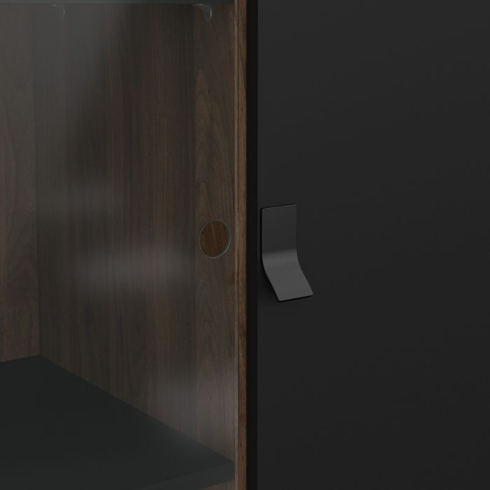 Ry China cabinet 1 door + 1 glass door + 1 drawer in Matt Black Walnut - UK