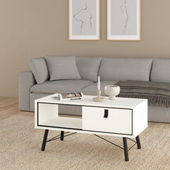 Ry Coffee table with 1 drawer in Matt White - UK