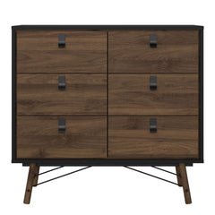 Ry Double chest of drawers 6 drawers in Matt Black Walnut - UK