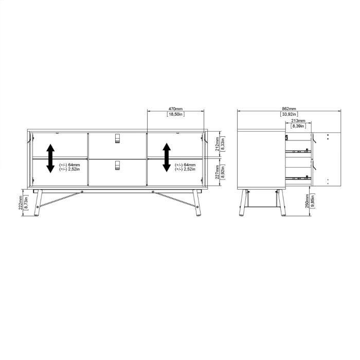 Ry Sideboard 2 doors + 2 drawers in Matt Black Walnut - UK