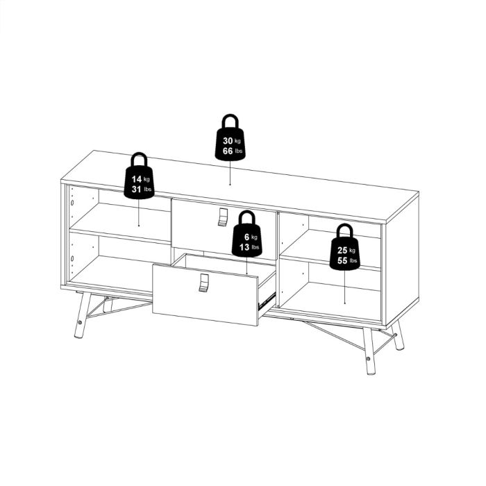 Ry Sideboard 2 doors + 2 drawers in Matt Black Walnut - UK