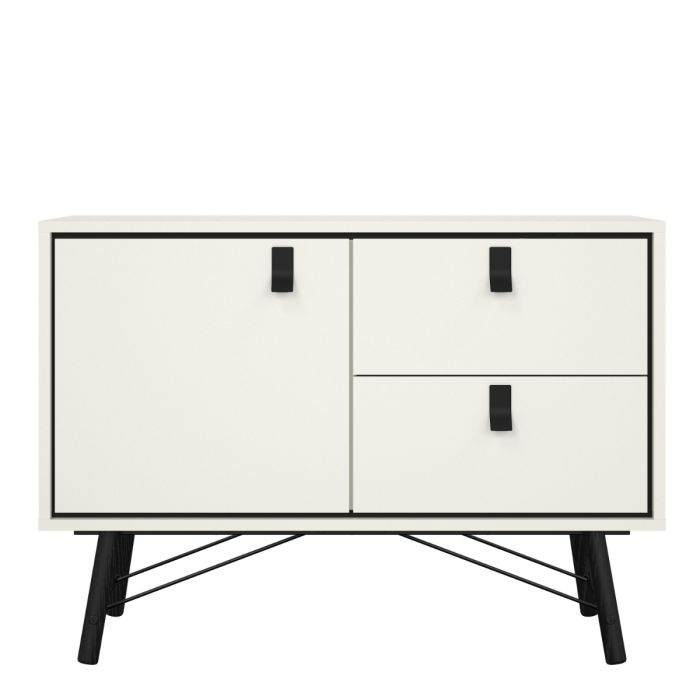 Ry Sideboard with 1 door + 2 drawers in Matt White - UK
