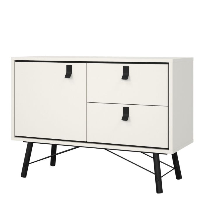 Ry Sideboard with 1 door + 2 drawers in Matt White - UK