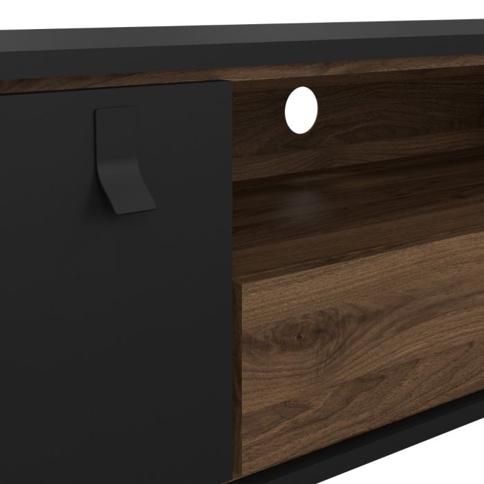 Ry TV-unit 1 door + 1 drawer in Matt Black Walnut - UK