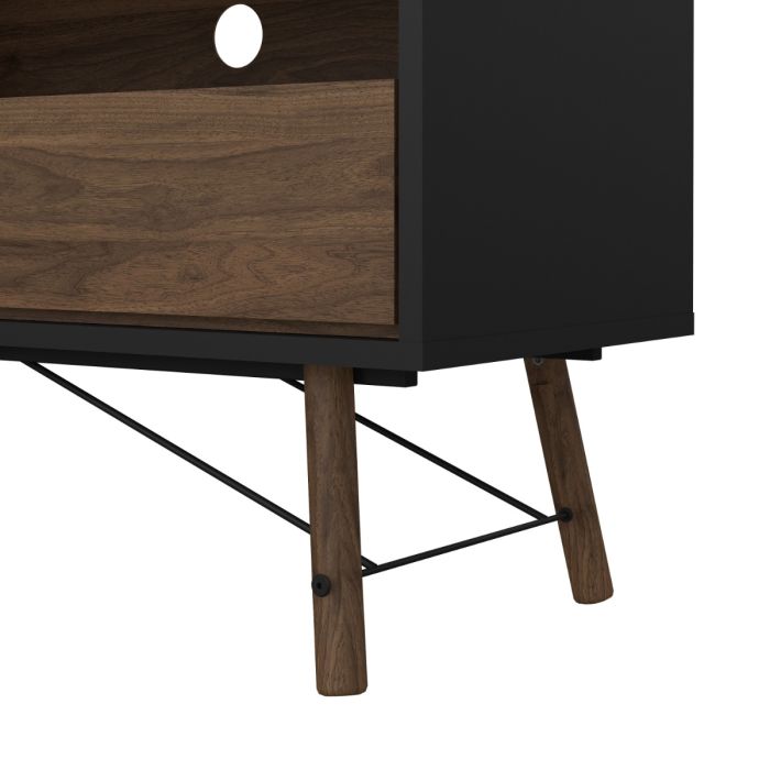 Ry TV-unit 1 door + 1 drawer in Matt Black Walnut - UK
