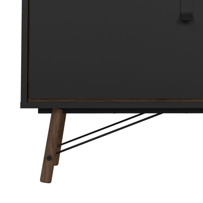 Ry TV-unit 1 door + 1 drawer in Matt Black Walnut - UK