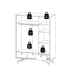 Ry Wardrobe 3 doors + 3 drawers in Matt Black Walnut - UK