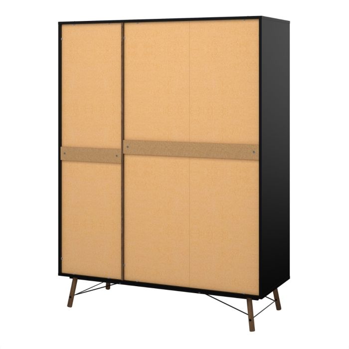 Ry Wardrobe 3 doors + 3 drawers in Matt Black Walnut - UK