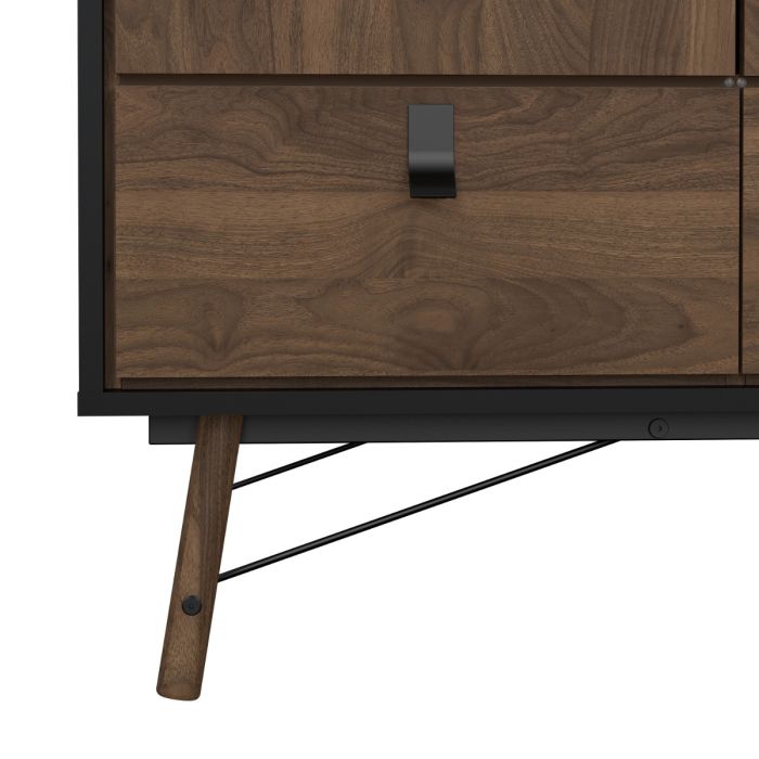 Ry Wardrobe 3 doors + 3 drawers in Matt Black Walnut - UK
