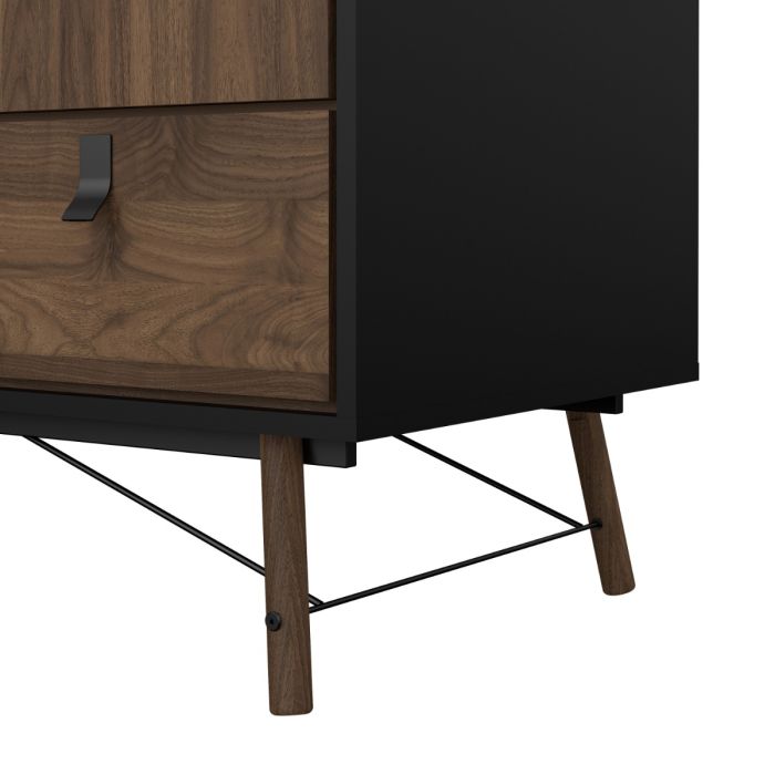 Ry Wardrobe 3 doors + 3 drawers in Matt Black Walnut - UK