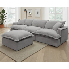 Santa Barbara Modular 3 Seater Sofa In Grey with Footstool