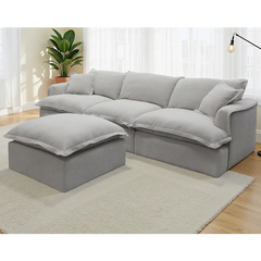 Santa Barbara Modular 3 Seater Sofa In Stone with Footstool