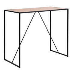 Seaford Black Metal Bar Table with Oak Top - Furniture One Shop