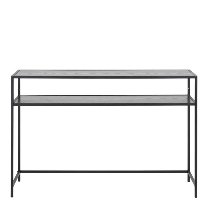Seaford Black Metal Console Table With Black Top