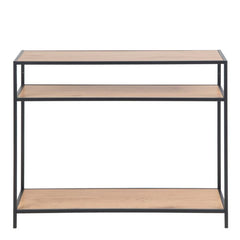 Seaford Console Table, 2 Shelves in Black and Oak - Furniture One Shop