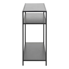 Seaford Console Table with 2 Shelves in Black and Oak
