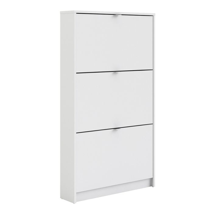 Shoes Shoe cabinet w. 3 tilting doors and 1 layer in White - UK