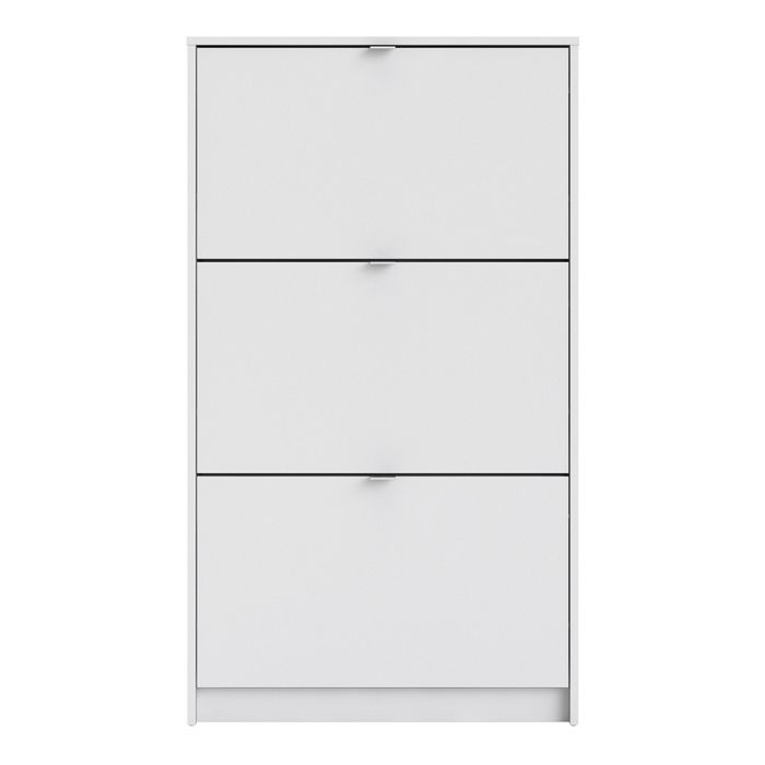 Shoes Shoe cabinet w. 3 tilting doors and 1 layer in White - UK