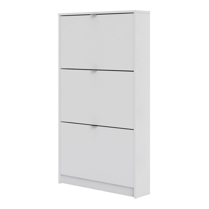 Shoes Shoe cabinet w. 3 tilting doors and 1 layer in White - UK