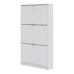 Shoes Shoe cabinet w. 3 tilting doors and 1 layer in White - UK