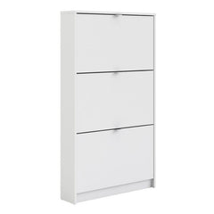 Shoes Shoe cabinet w. 3 tilting doors and 1 layer in White - UK