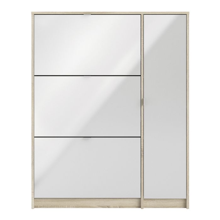 Shoes Shoe cabinet w. 3 tilting doors and 2 layers + 1 door Oak structure - UK