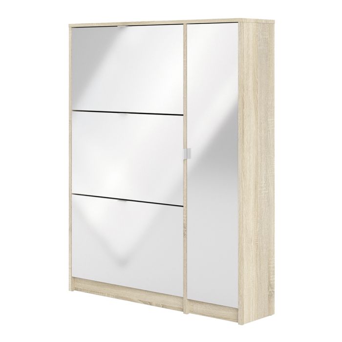 Shoes Shoe cabinet w. 3 tilting doors and 2 layers + 1 door Oak structure - UK