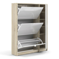 Shoes Shoe cabinet w. 3 tilting doors and 2 layers + 1 door Oak structure - UK