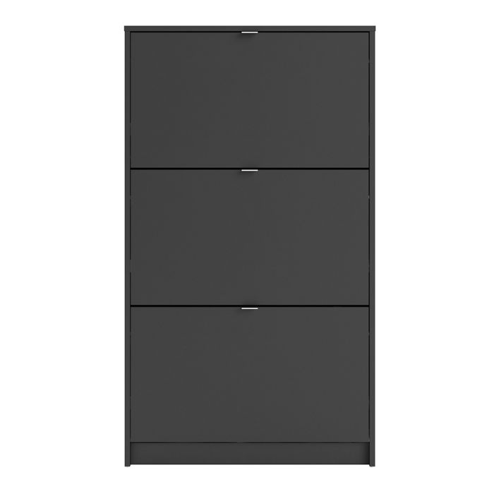 Shoes Shoe cabinet w. 3 tilting doors and 2 layers in Matt Black - UK
