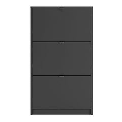Shoes Shoe cabinet w. 3 tilting doors and 2 layers in Matt Black - UK - Furniture One Shop