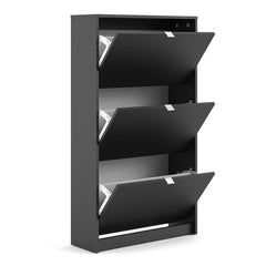 Shoes Shoe cabinet w. 3 tilting doors and 2 layers in Matt Black - UK - Furniture One Shop