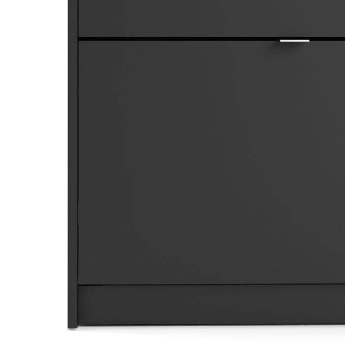 Shoes Shoe cabinet w. 3 tilting doors and 2 layers in Matt Black - UK